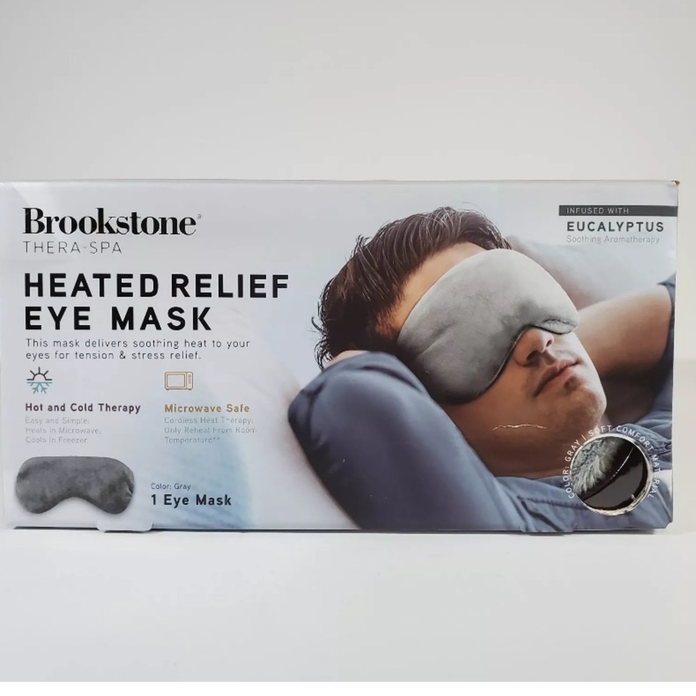NIB Brookstone Hot & Cold Therapy Heated Eye Mask for Stress Relief